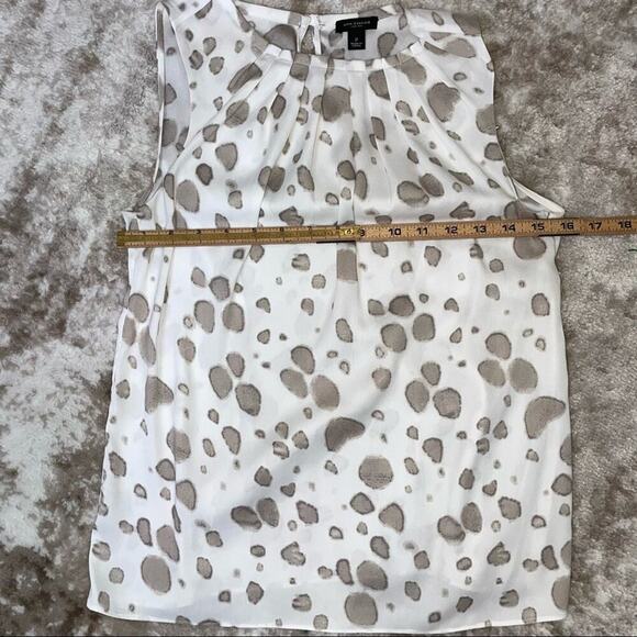 Ann Taylor white with tan spots side zip sleeveless lightweight blouse SZ 2 top - Picture 4 of 9